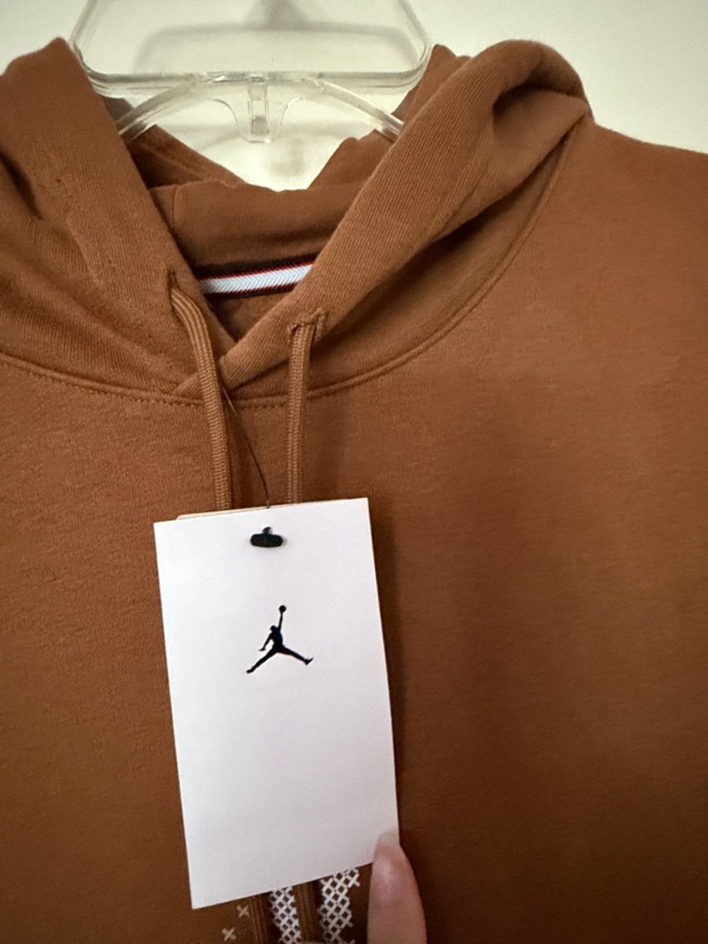 Jordan Men's Crewneck Hoodie in Brown with White Jumpman - Picture 3 of 7